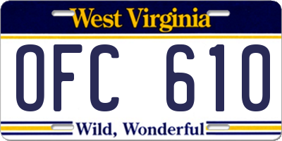 WV license plate OFC610