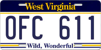 WV license plate OFC611