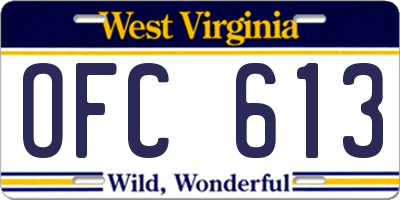 WV license plate OFC613