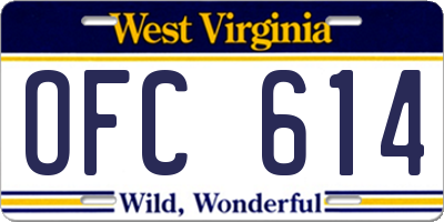 WV license plate OFC614