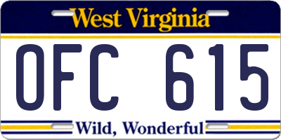 WV license plate OFC615