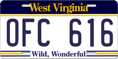 WV license plate OFC616