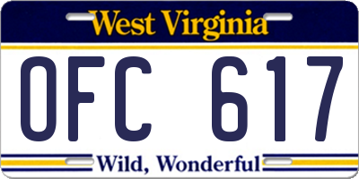 WV license plate OFC617