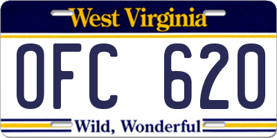 WV license plate OFC620