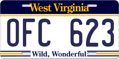 WV license plate OFC623