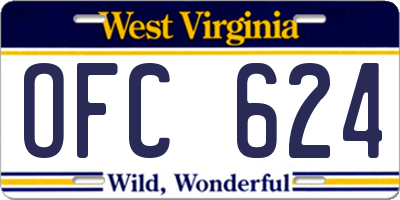 WV license plate OFC624