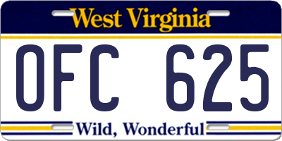 WV license plate OFC625