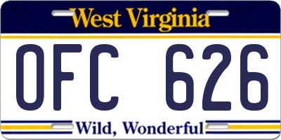 WV license plate OFC626