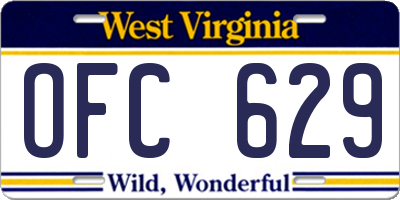WV license plate OFC629