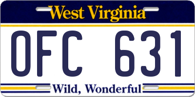 WV license plate OFC631