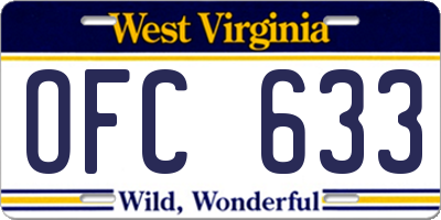 WV license plate OFC633