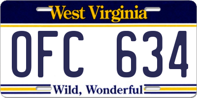 WV license plate OFC634