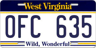 WV license plate OFC635
