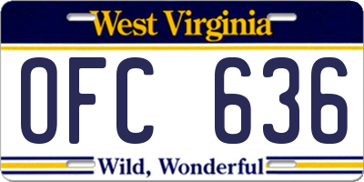 WV license plate OFC636