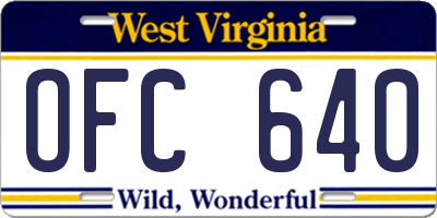 WV license plate OFC640