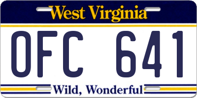 WV license plate OFC641