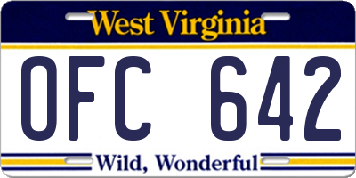 WV license plate OFC642