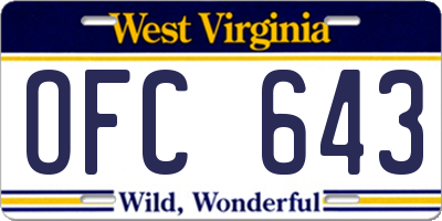 WV license plate OFC643