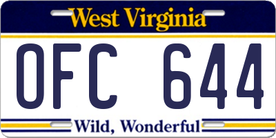 WV license plate OFC644