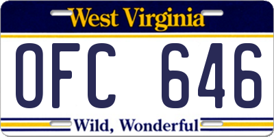 WV license plate OFC646