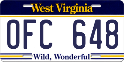 WV license plate OFC648