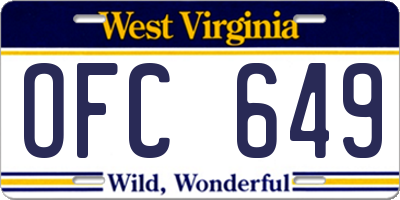 WV license plate OFC649