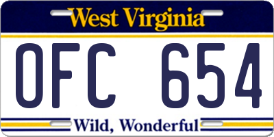 WV license plate OFC654
