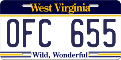 WV license plate OFC655