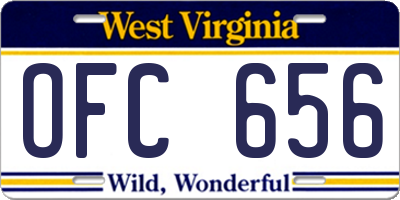 WV license plate OFC656