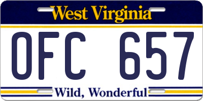 WV license plate OFC657