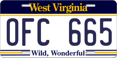 WV license plate OFC665