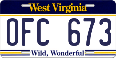 WV license plate OFC673