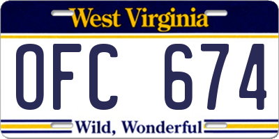 WV license plate OFC674