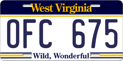 WV license plate OFC675