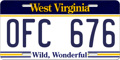 WV license plate OFC676