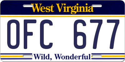 WV license plate OFC677
