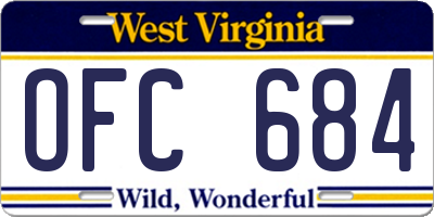 WV license plate OFC684