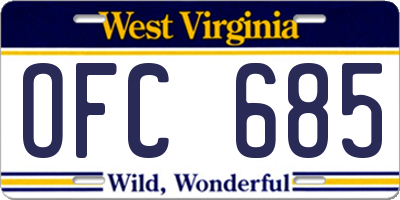 WV license plate OFC685