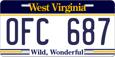 WV license plate OFC687
