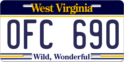 WV license plate OFC690