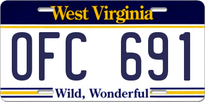 WV license plate OFC691