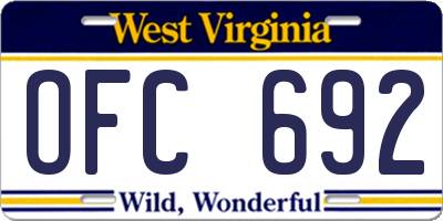 WV license plate OFC692