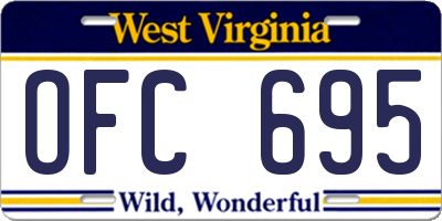 WV license plate OFC695
