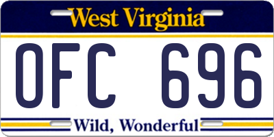 WV license plate OFC696