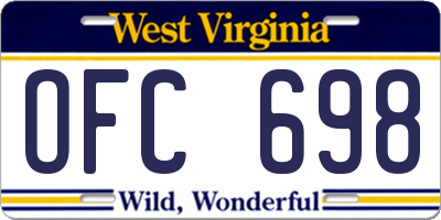 WV license plate OFC698
