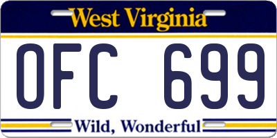 WV license plate OFC699