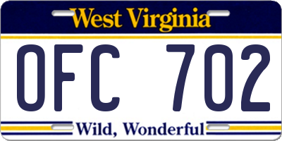 WV license plate OFC702