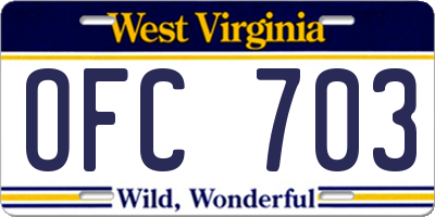 WV license plate OFC703