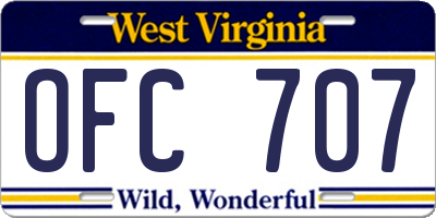 WV license plate OFC707
