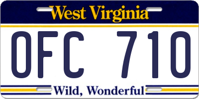 WV license plate OFC710